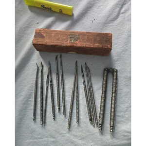Vtg Carpenter's Jewelers Metal Classic Kitchen Nutcracker and Picks Tool‎ Set